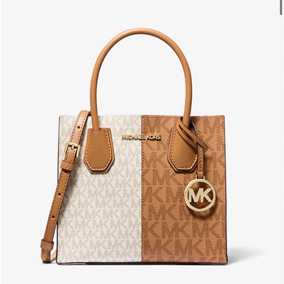 Michael Kors Handbags - Michael Kors Mercer Medium Two-Tone
Logo Crossbody Bag